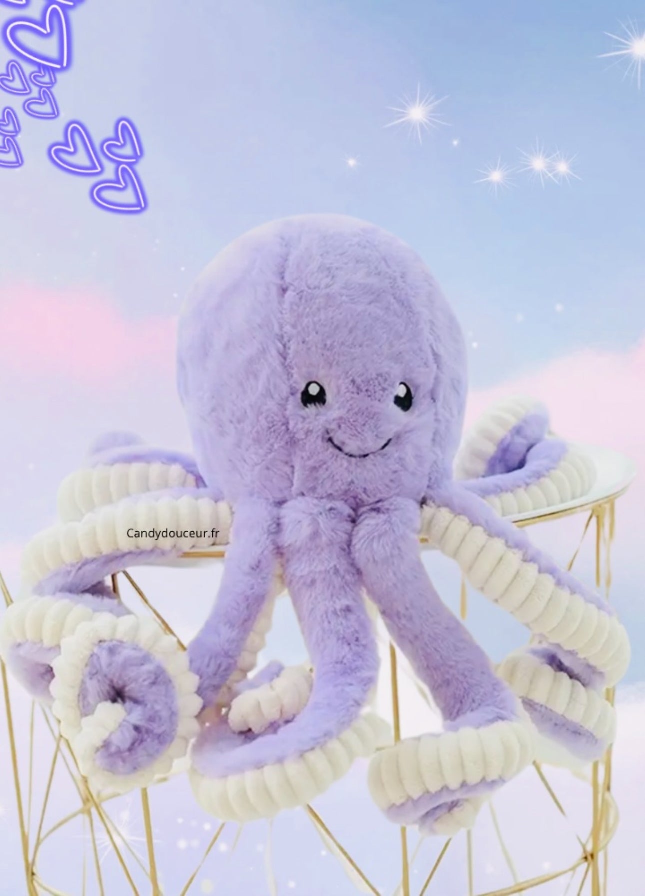Peluche Poulpe Mauve 18cm Candy Douceur peluche-poulpe-mauve-18cm-candy-douceur
