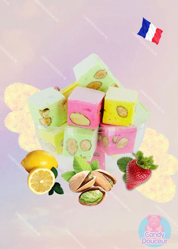 Mix Cubes Nougat (Citron, Pistache, Fraise) 100g