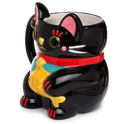 Mug en forme de chat noir Maneki Neko Chat Porte-Bonheur Puckator